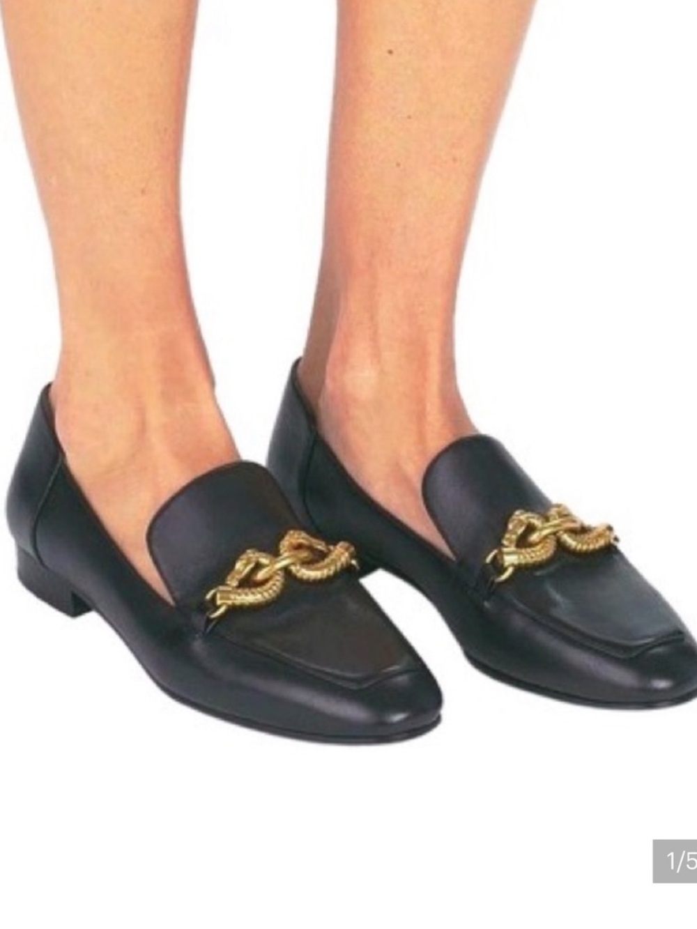 Tory Burch Jessa Loafer Womens 6.5 Black Horsehead Chain Flat Leather New - Picture 8 of 8